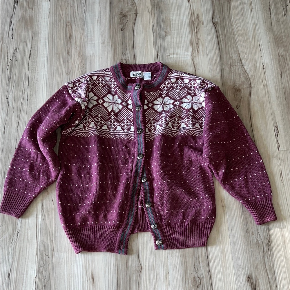 Stylish Pink and White Snowflake Cardigan